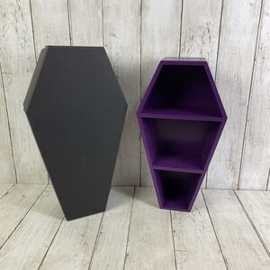 Purple Coffin Wooden Wall Hanging Or Tabletop Shelf Trinket Gothic - New In Box